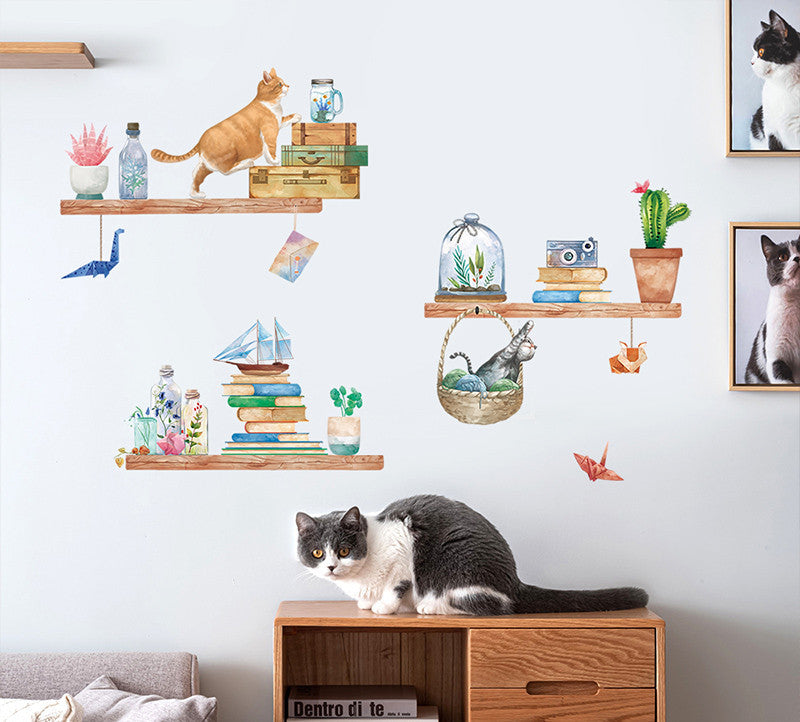 Cartoon Cat Wardrobe Stickers Creative Room Decoration Stickers Cat Litter Wall Stickers