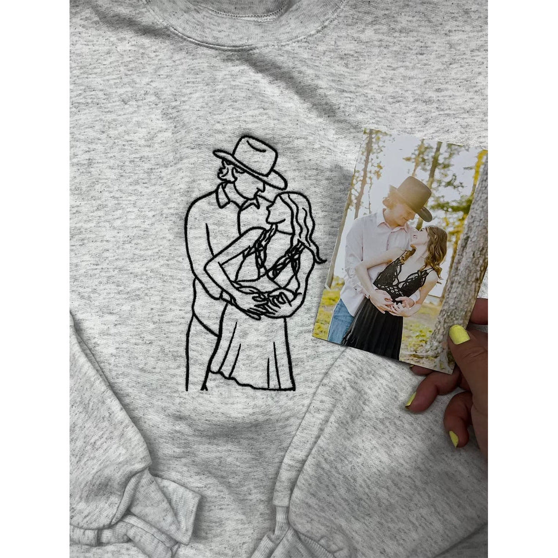 Embroidery Custom Valentine's Day Couple Hooded Sweatshirt